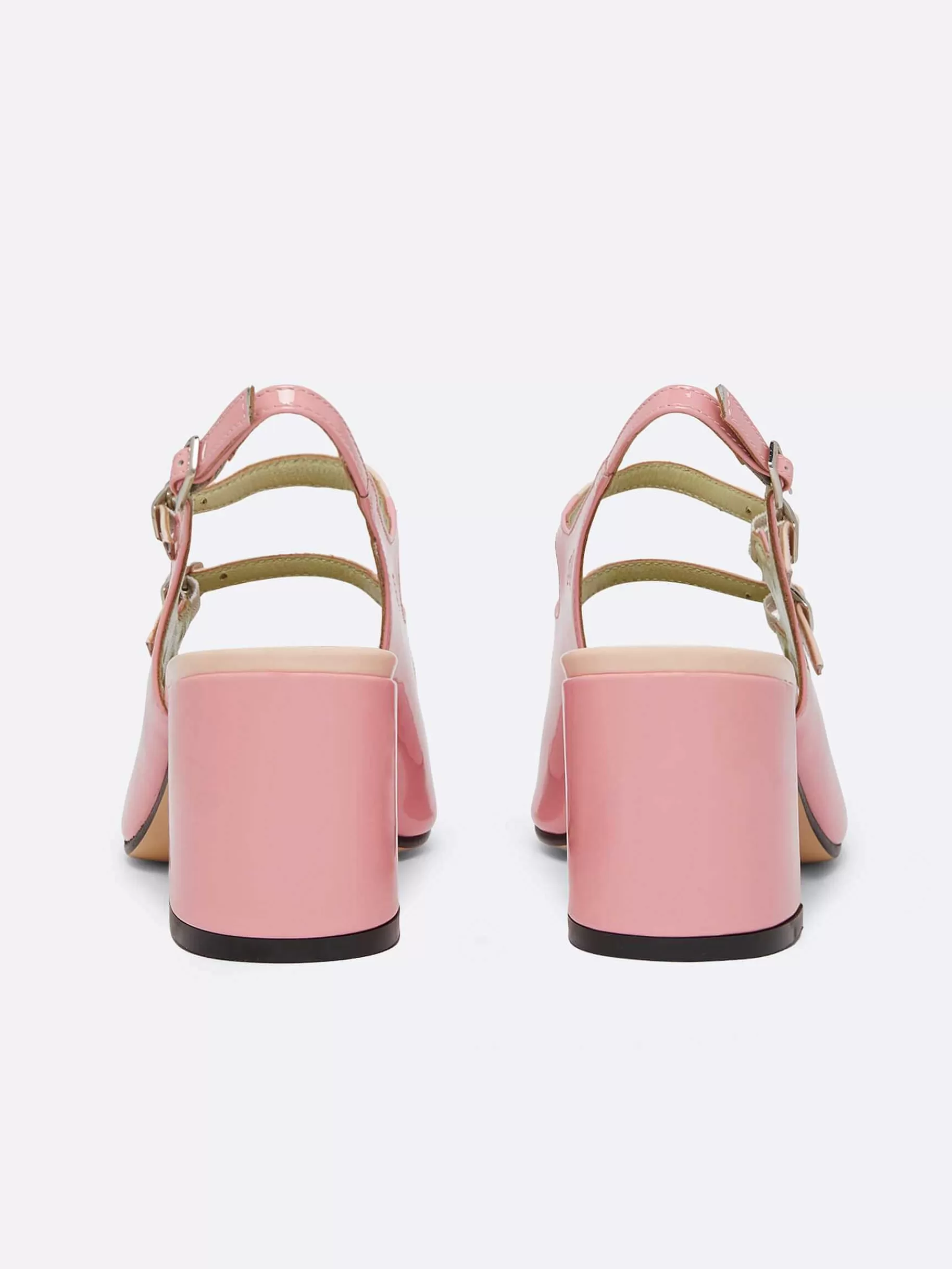 Women Carel Slingbacks-Pink And Nude Patent Leather Slingback Mary Janes