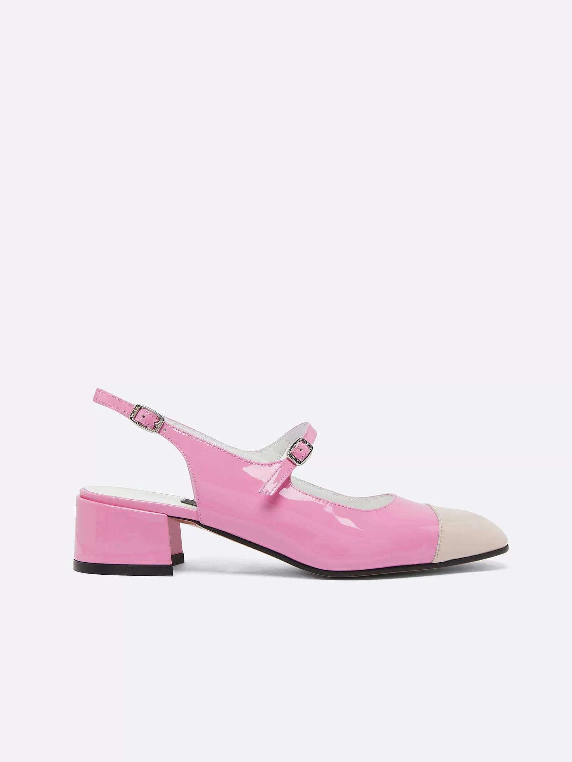 Women Carel Slingbacks-Pink And Nude Patent Upcycled Leather Slingback Mary Janes