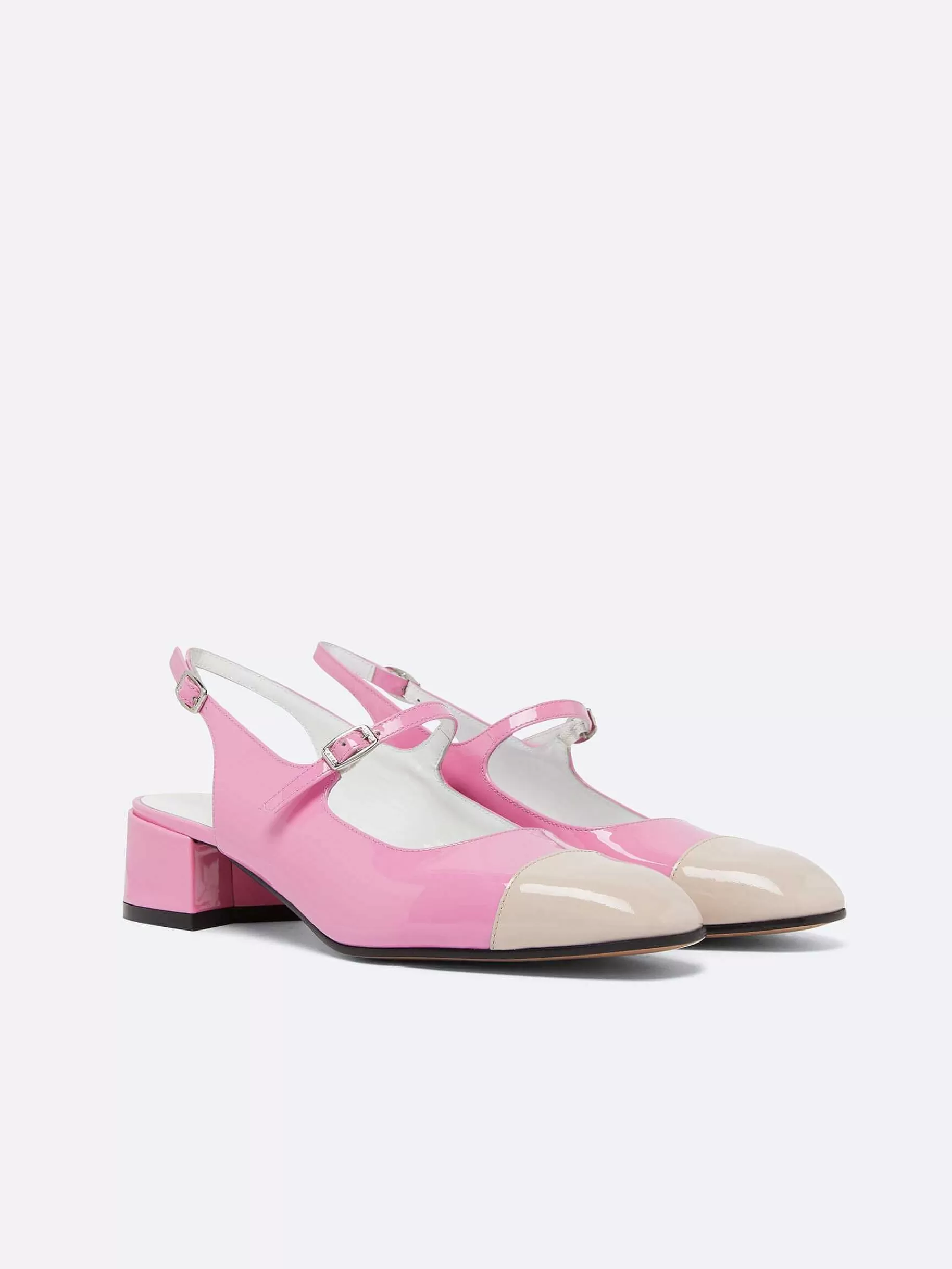 Women Carel Slingbacks-Pink And Nude Patent Upcycled Leather Slingback Mary Janes