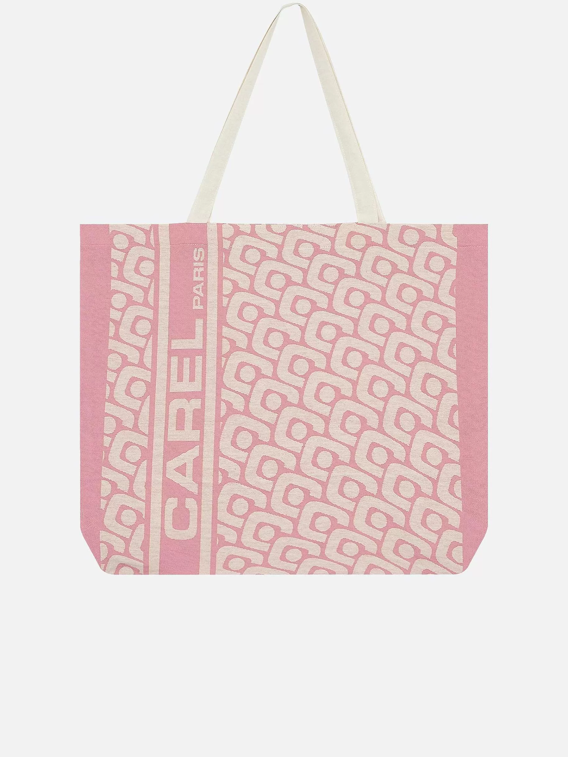 Women Carel Accessories-Pink Monogrammed Tote Bag With Jacquard Weave
