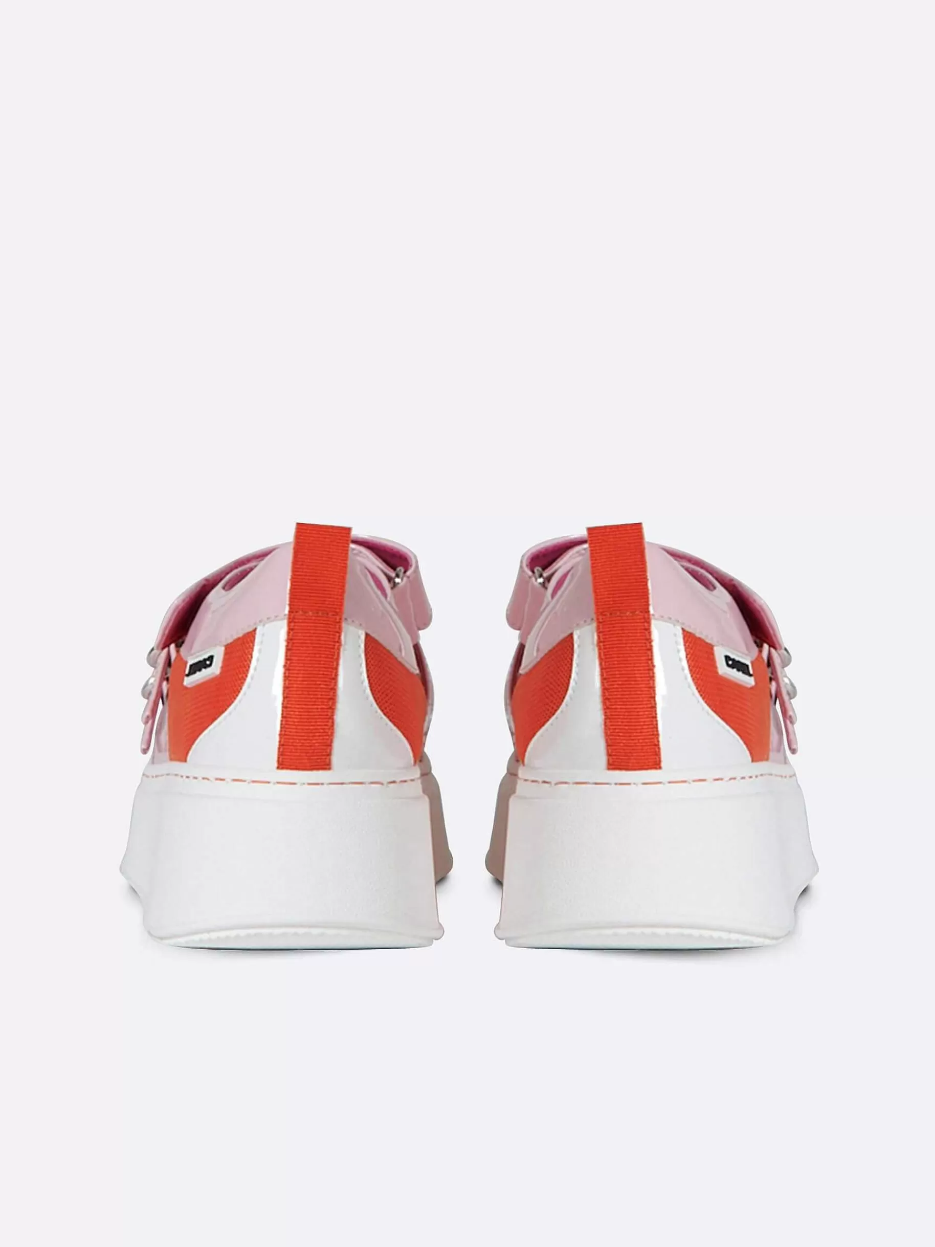 Women Carel Sneakers-Pink, Orange And Ivory Eco Patent Sneakers