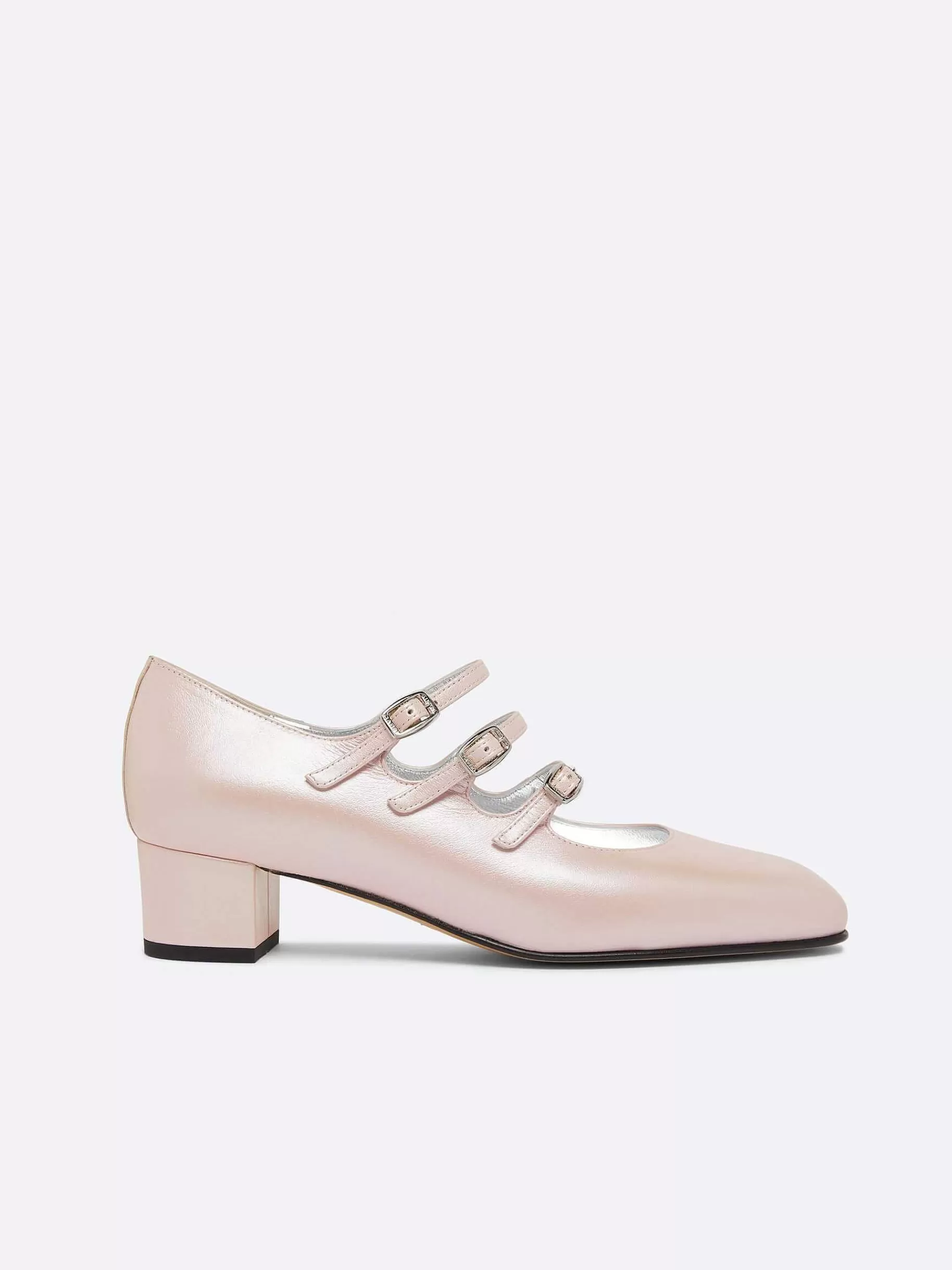 Women Carel Mary Janes-Pink Pearl Leather Mary Janes Pumps