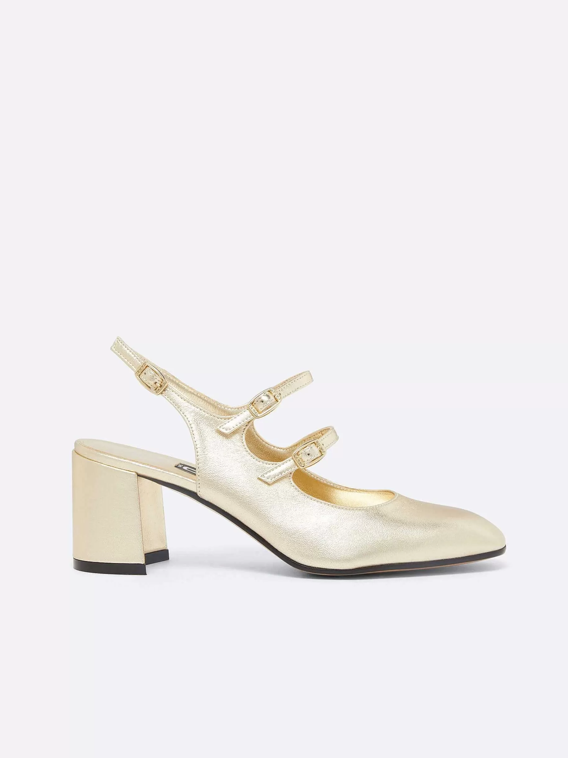 Women Carel Slingbacks-Platinum Leather Laminated Slingback Mary Janes