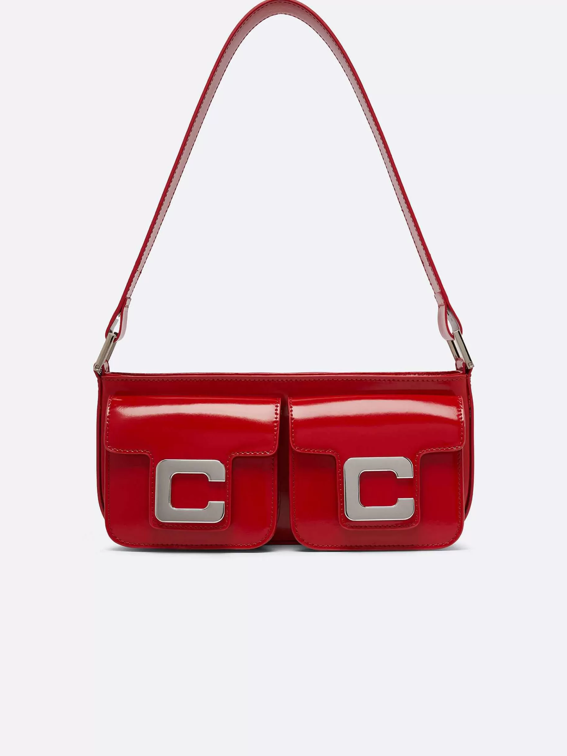 Women Carel Bags-Red Glossy Leather Bag