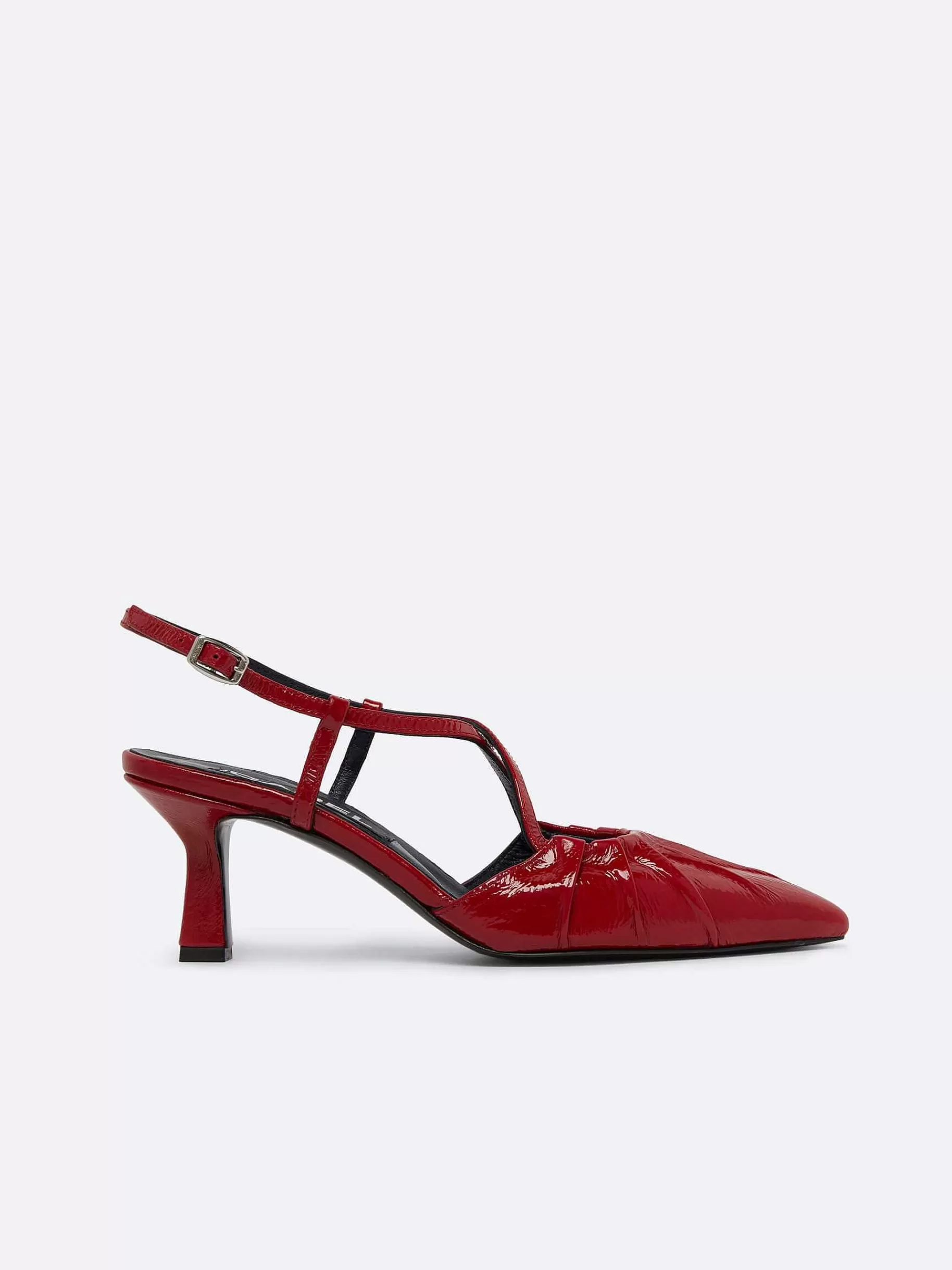 Women Carel Pumps-Red Naplack Leather Slingback Pumps