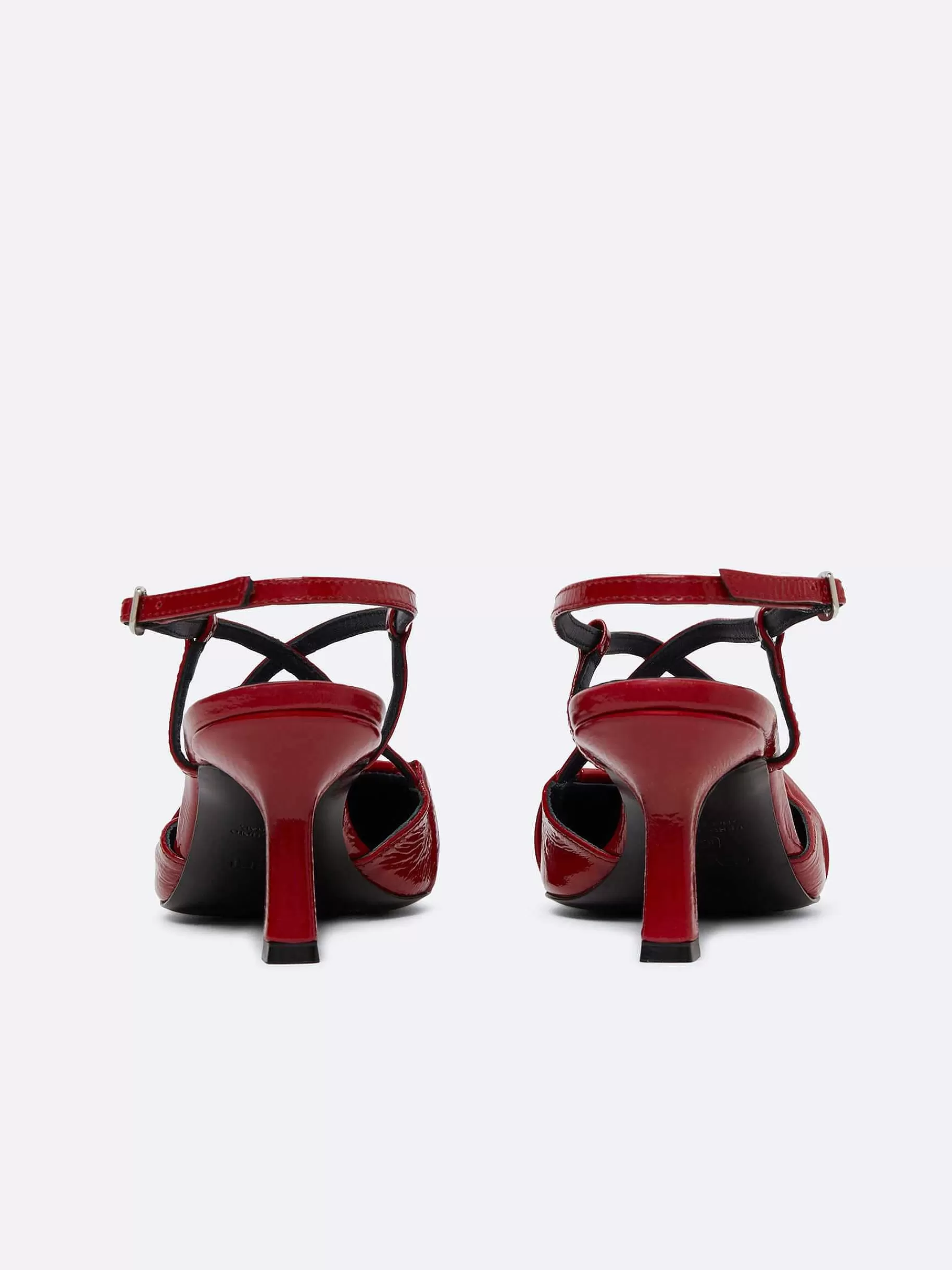 Women Carel Pumps-Red Naplack Leather Slingback Pumps