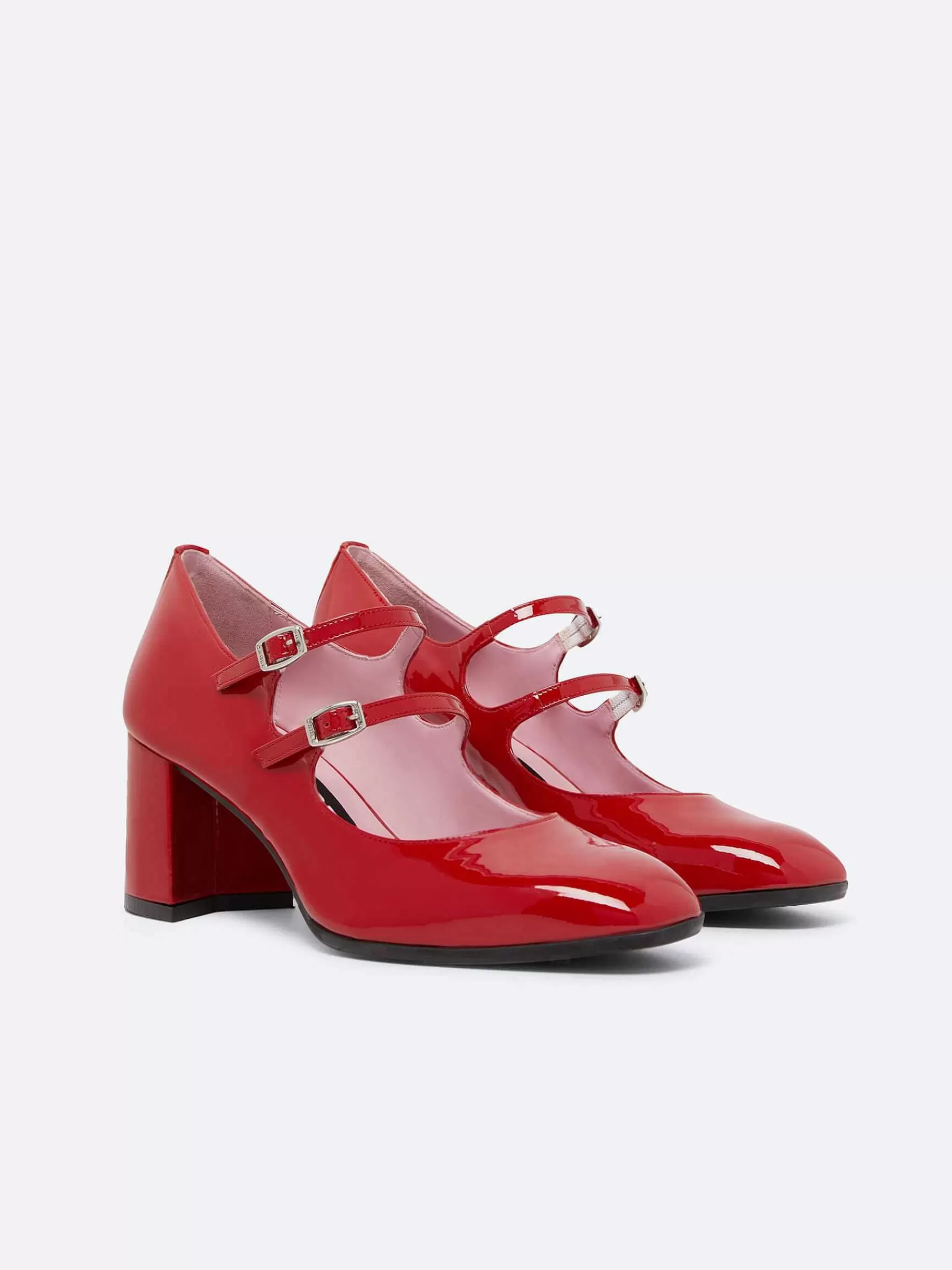 Women Carel Mary Janes-Red Patent Leather Mary Janes Pumps