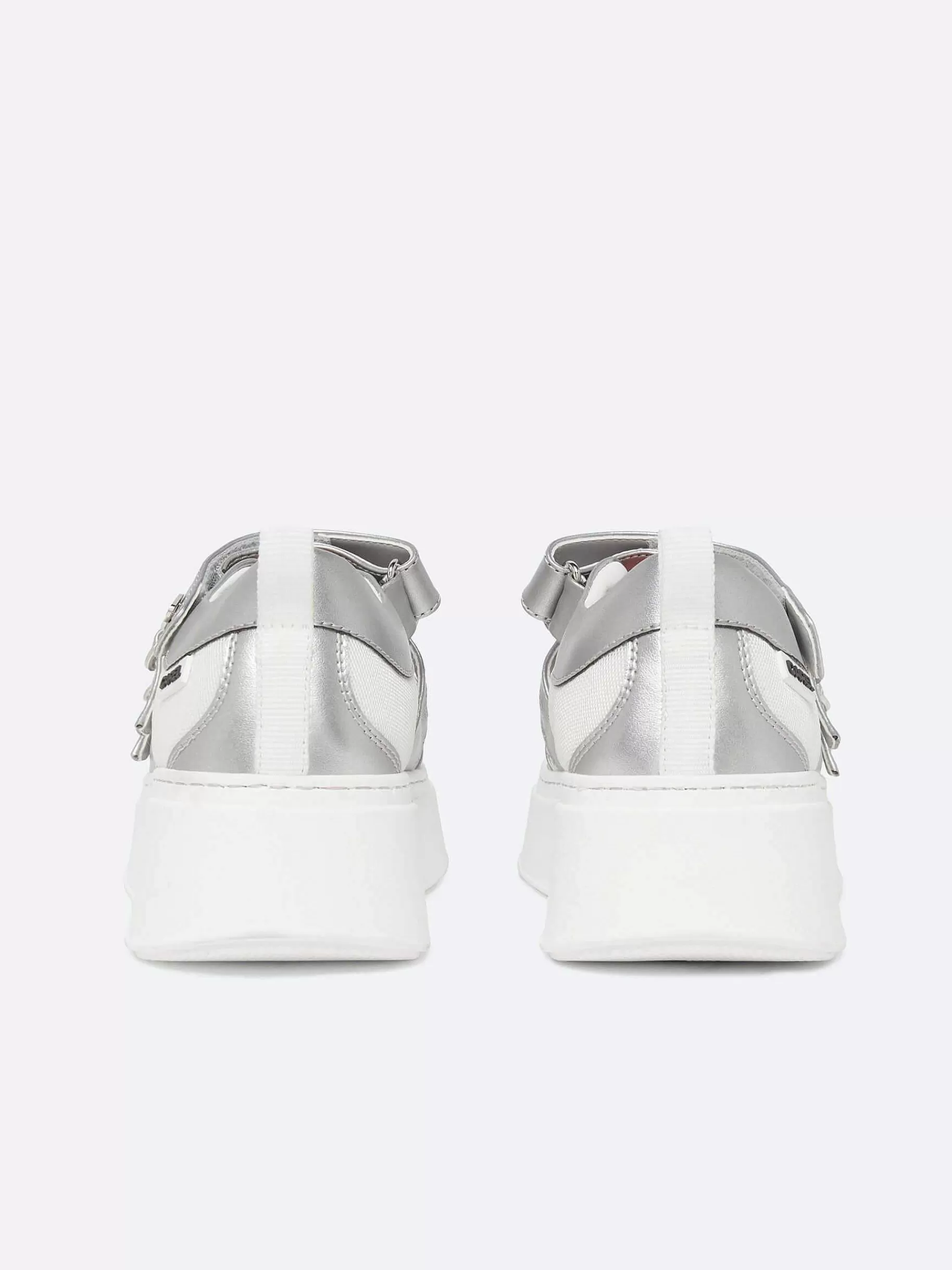 Women Carel Sneakers-Silver Appleskin And White Mesh Sneakers