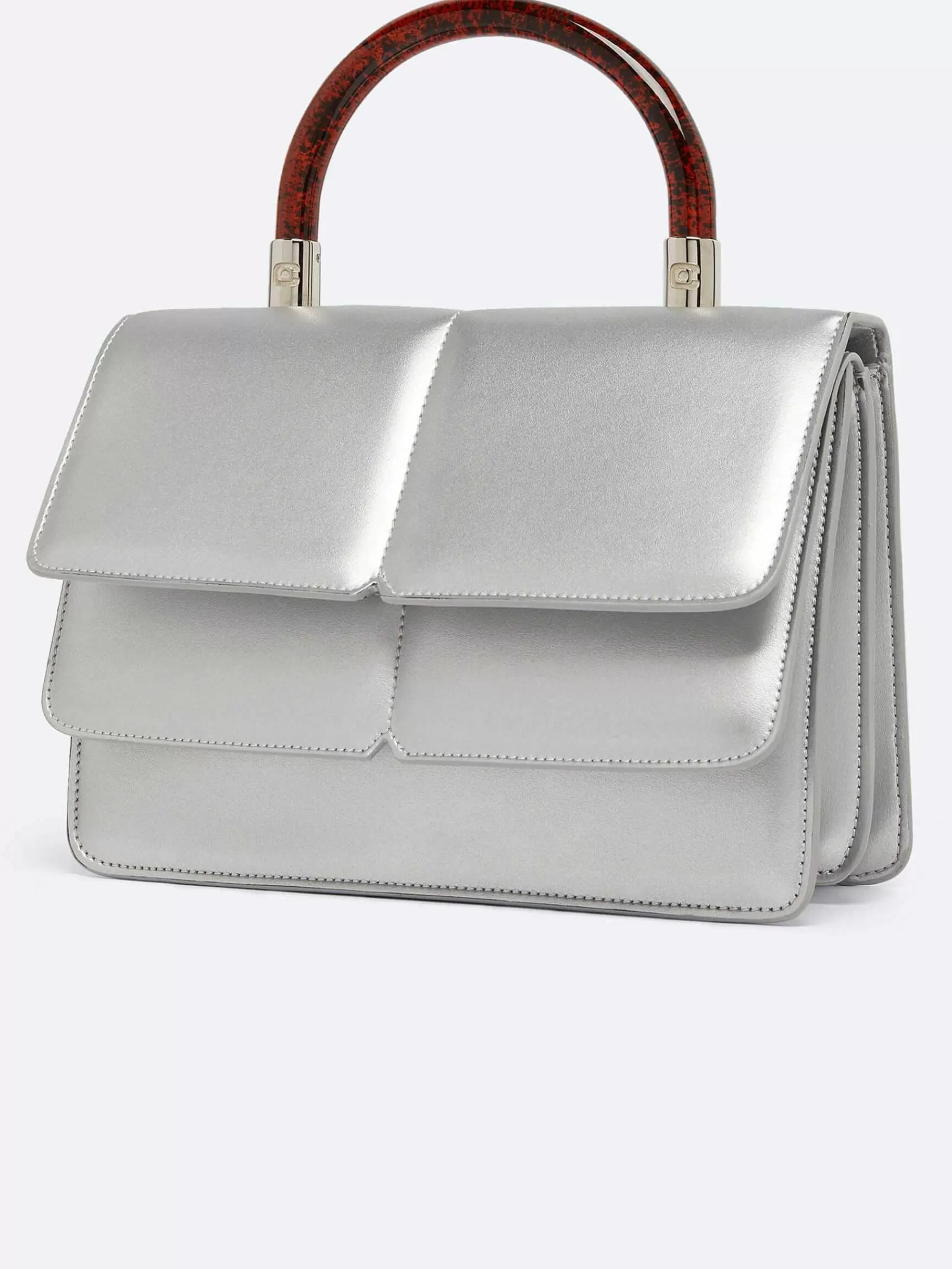 Women Carel Bags-Silver Appleskin Handbag