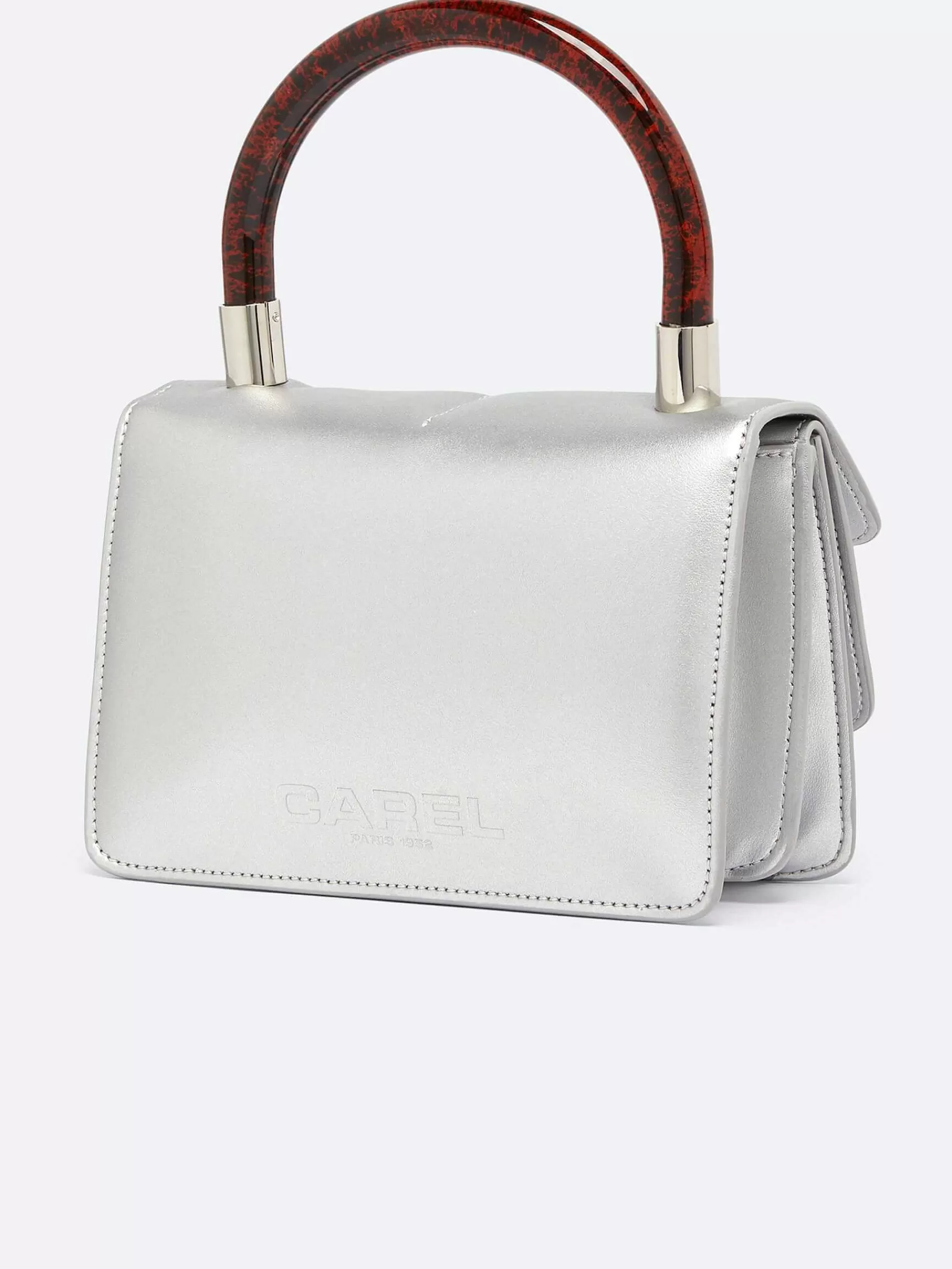 Women Carel Bags-Silver Appleskin Handbag