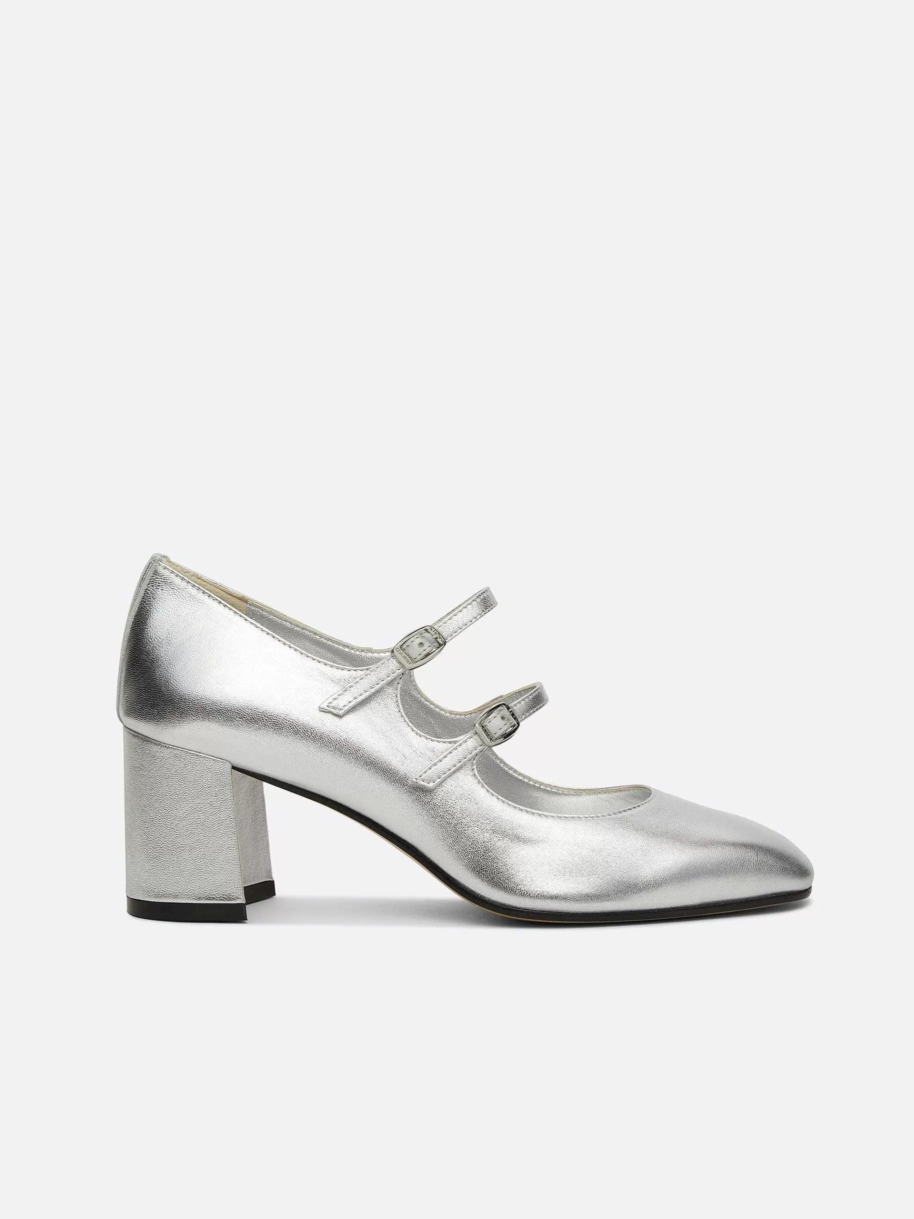 Women Carel Mary Janes-Silver Leather Mary Janes Pumps