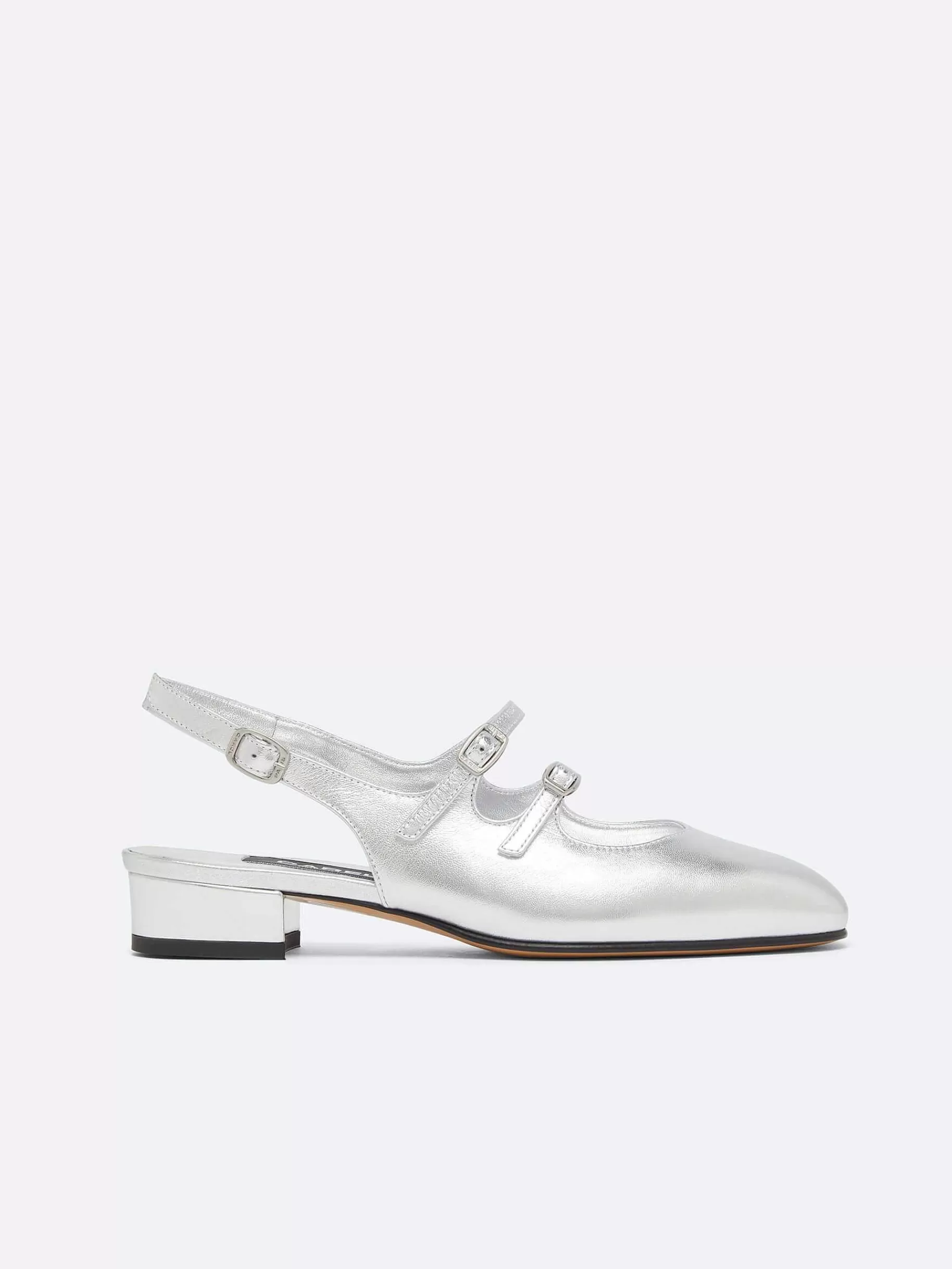Women Carel Slingbacks-Silver Leather Mary Janes Slingback