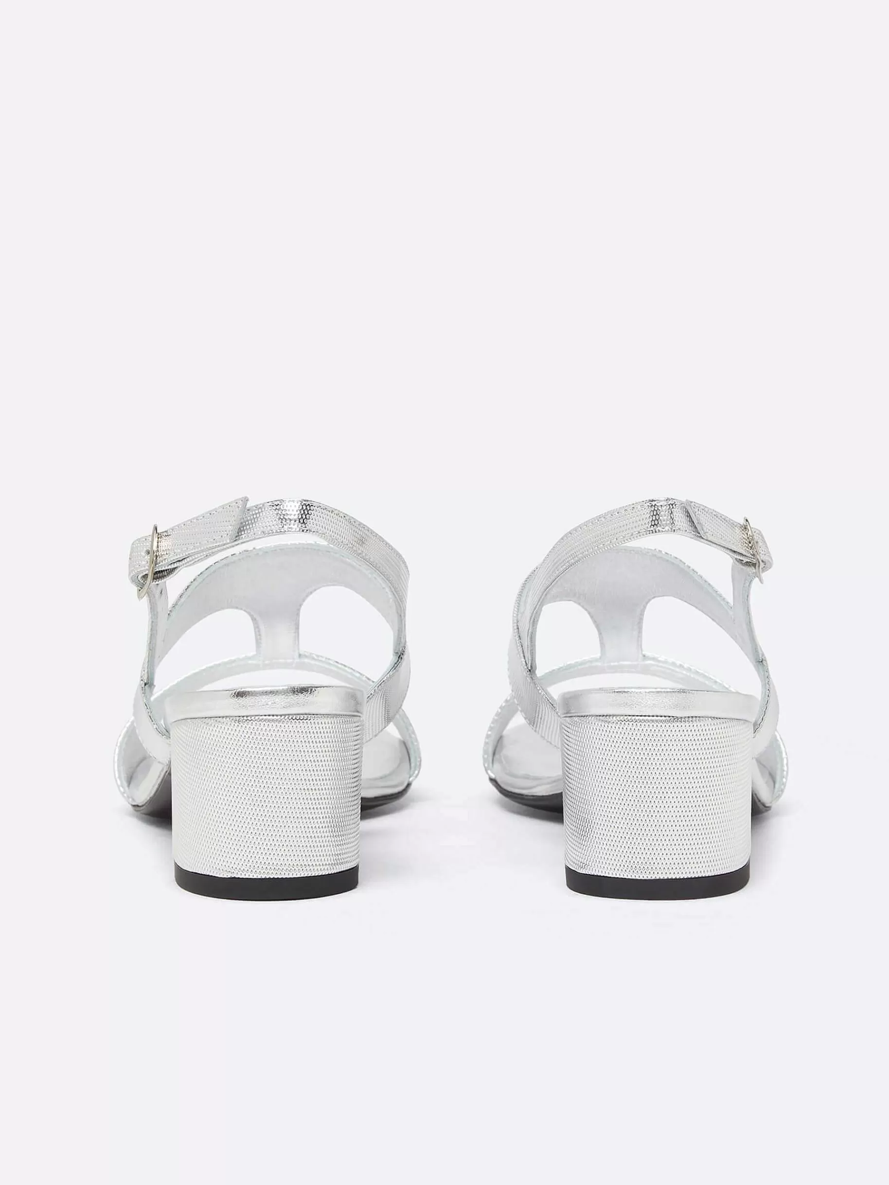 Women Carel Sandals And Mules-Silver Mesh Embossed Leather Sandals