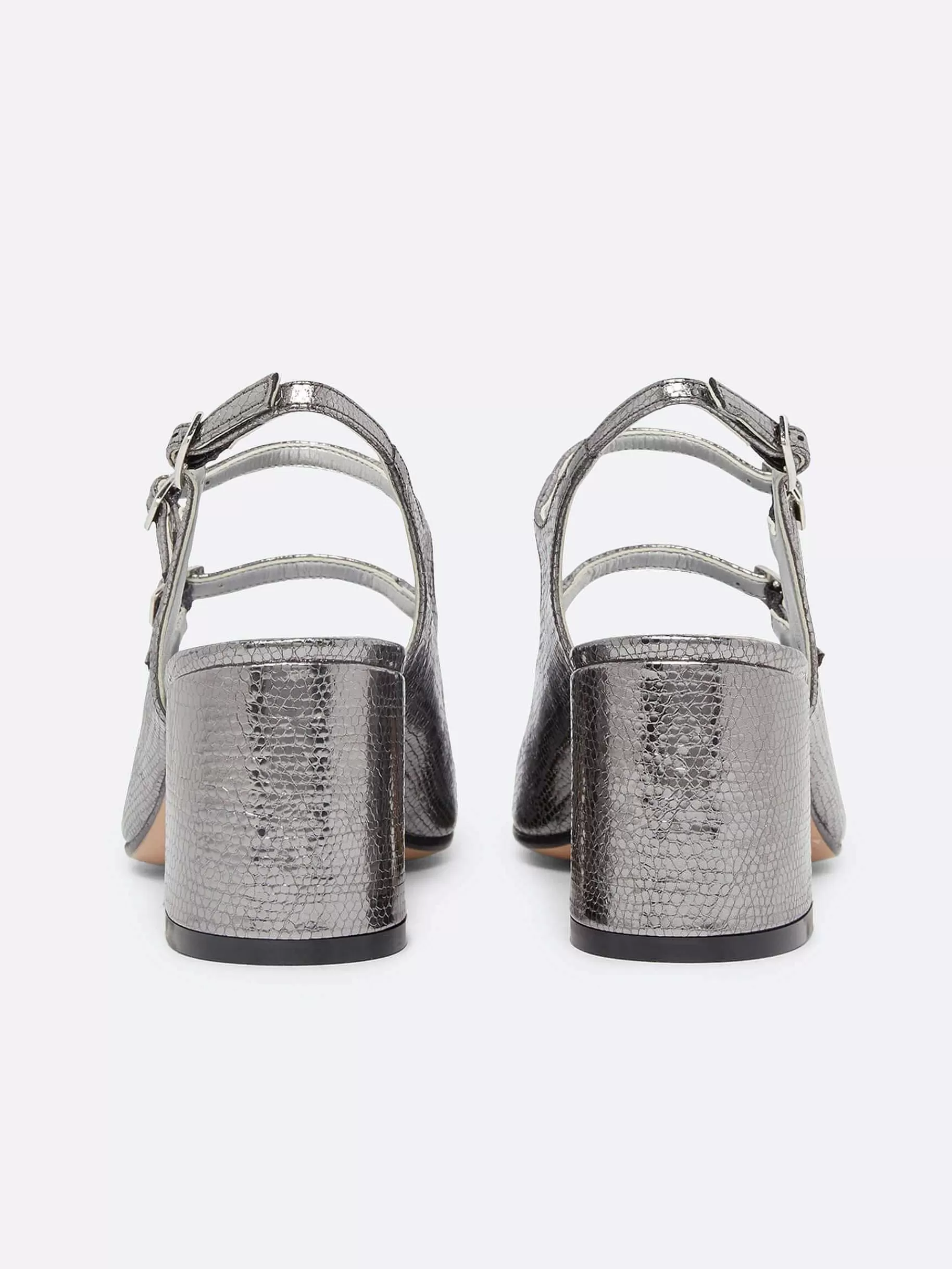 Women Carel Slingbacks-Silver Snake Print Upcycled Leather Slingback Mary Janes