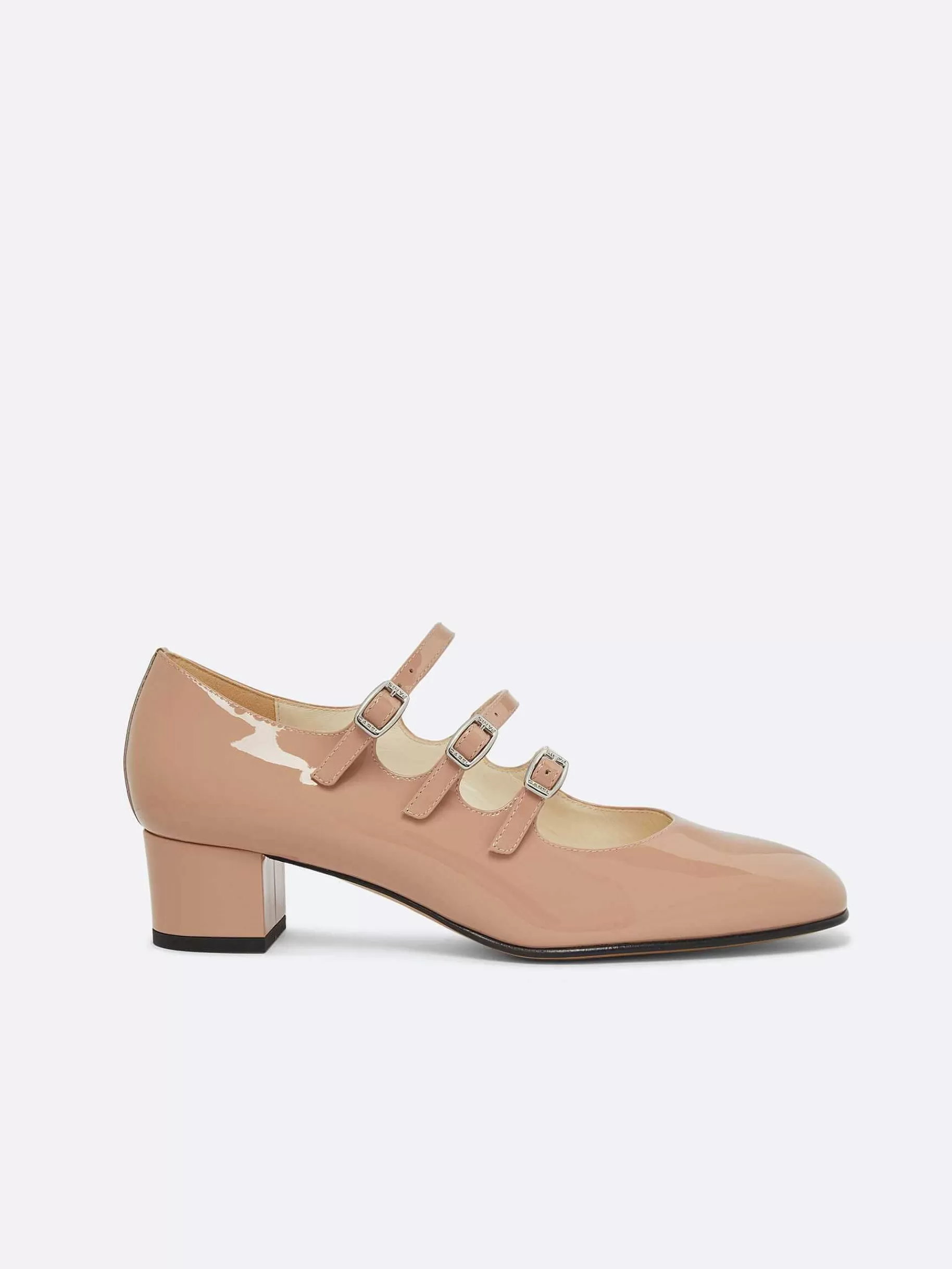 Women Carel Mary Janes-Taupe Upcycled Patent Leather Mary Janes Pumps