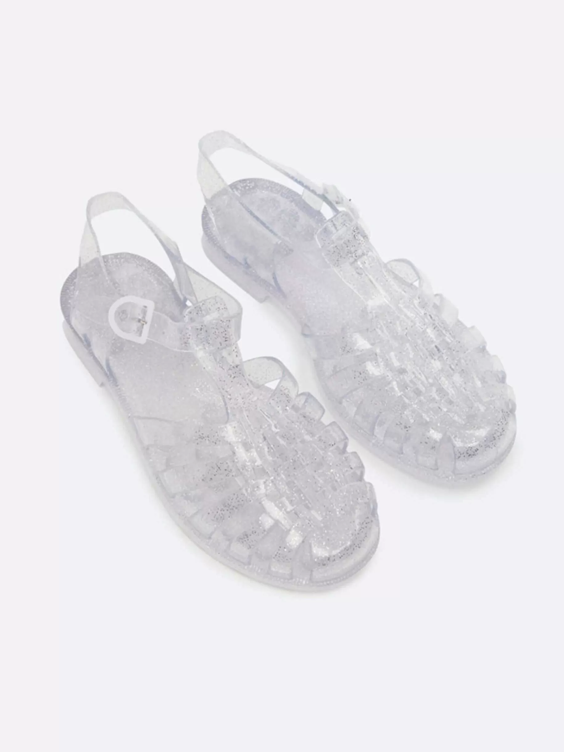 Women Carel Sandals And Mules-Transparent Plastic Glitter Sandals