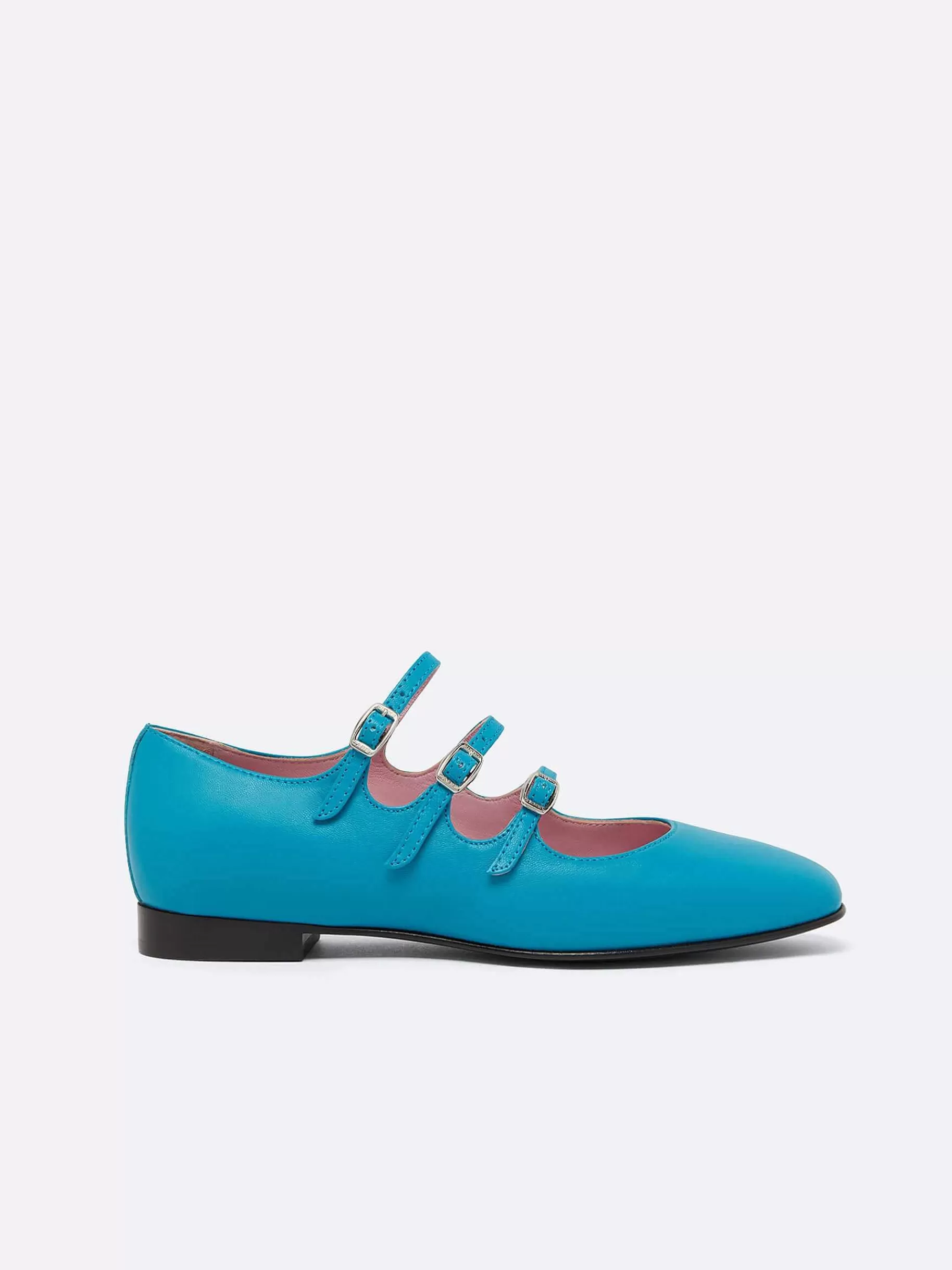 Women Carel Ballet Flats-Turquoise Blue Upcycled Leather Mary Janes Ballet Flats