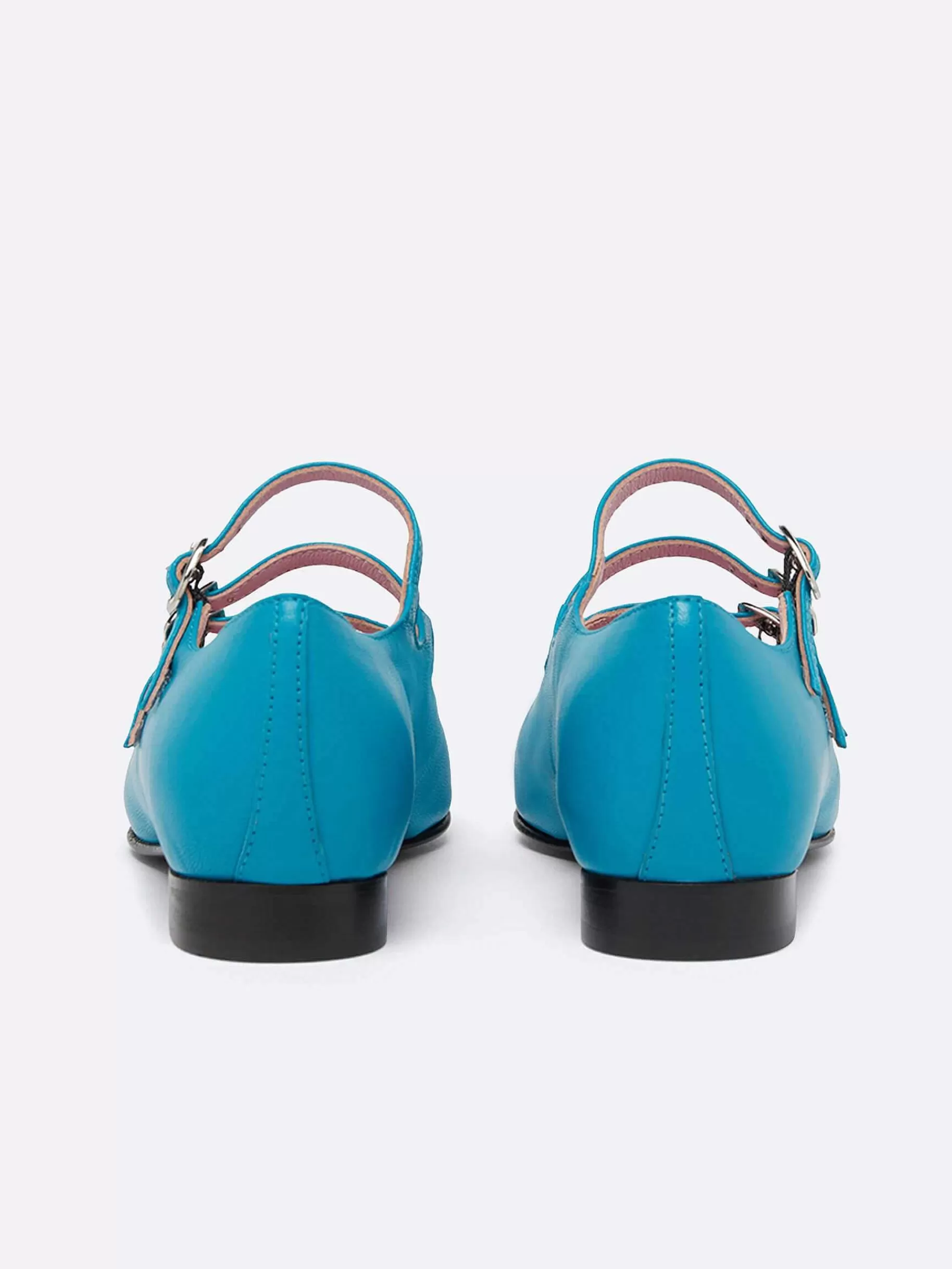 Women Carel Ballet Flats-Turquoise Blue Upcycled Leather Mary Janes Ballet Flats
