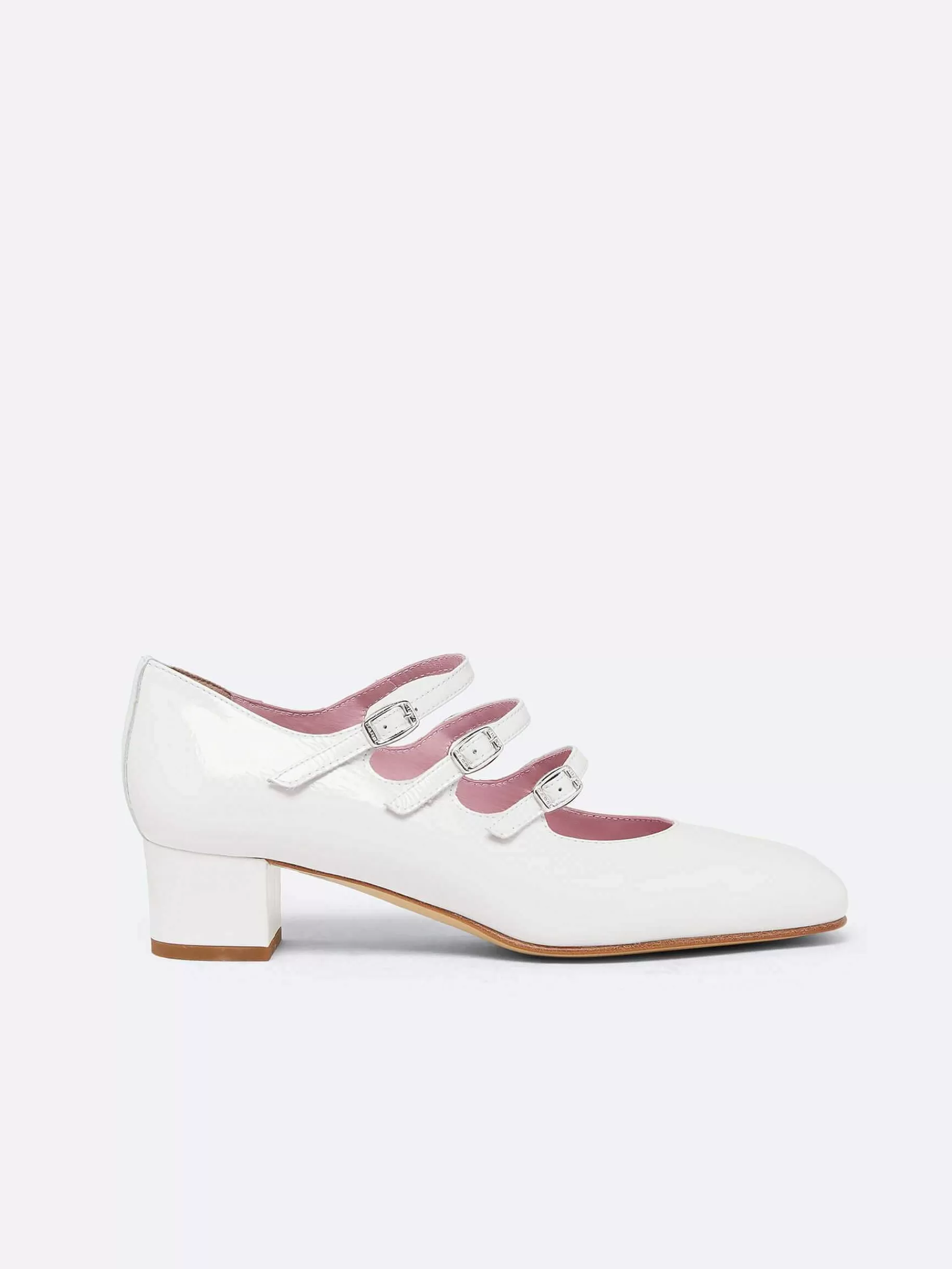 Women Carel Mary Janes-White Naplack Leather Mary Janes Pumps