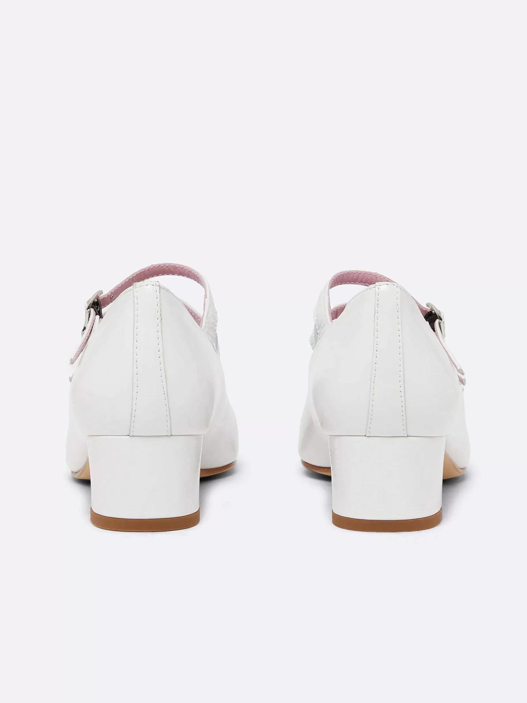 Women Carel Mary Janes-White Naplack Leather Mary Janes Pumps