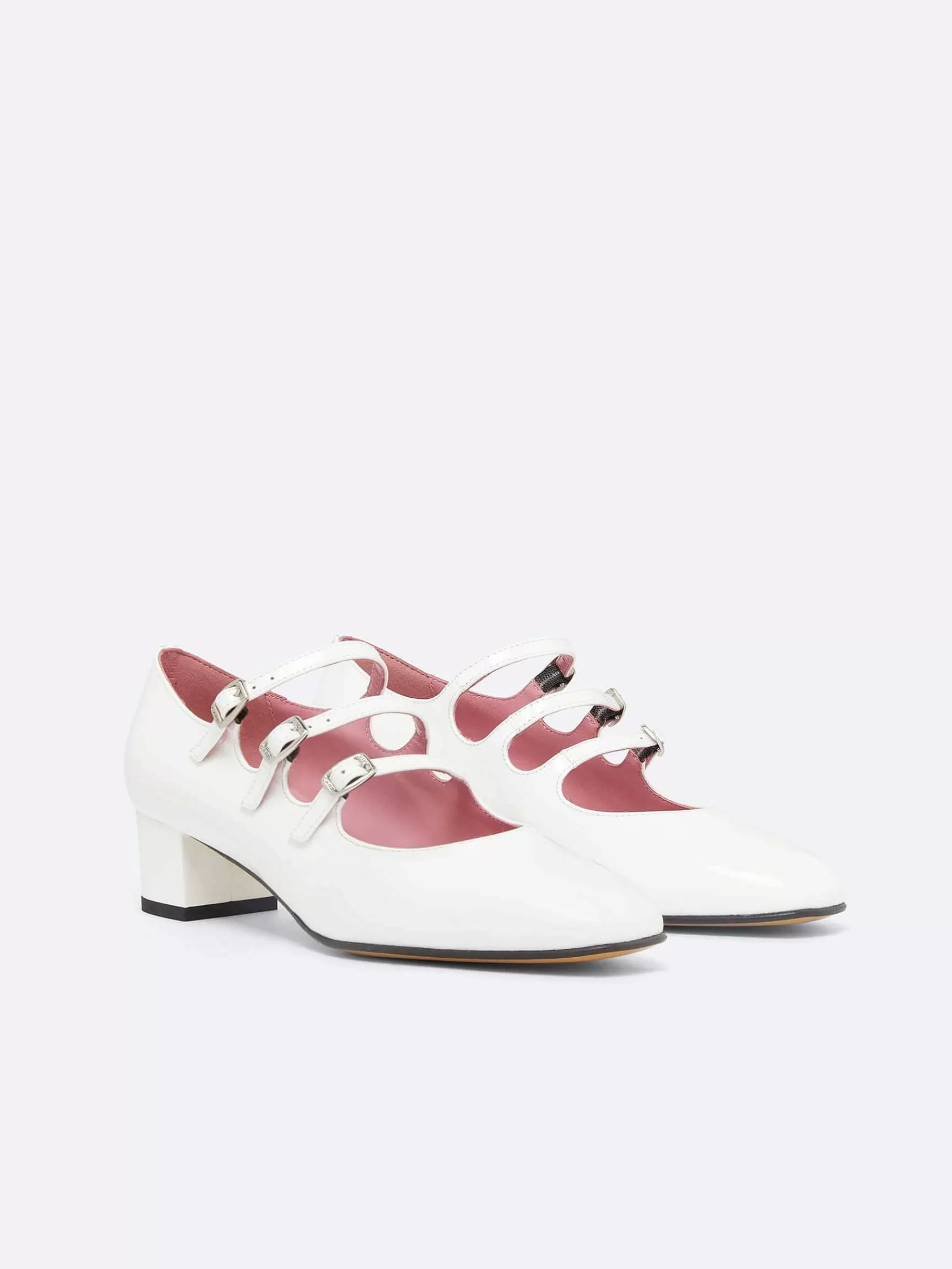 Women Carel Mary Janes-White Patent Leather Mary Janes Pumps