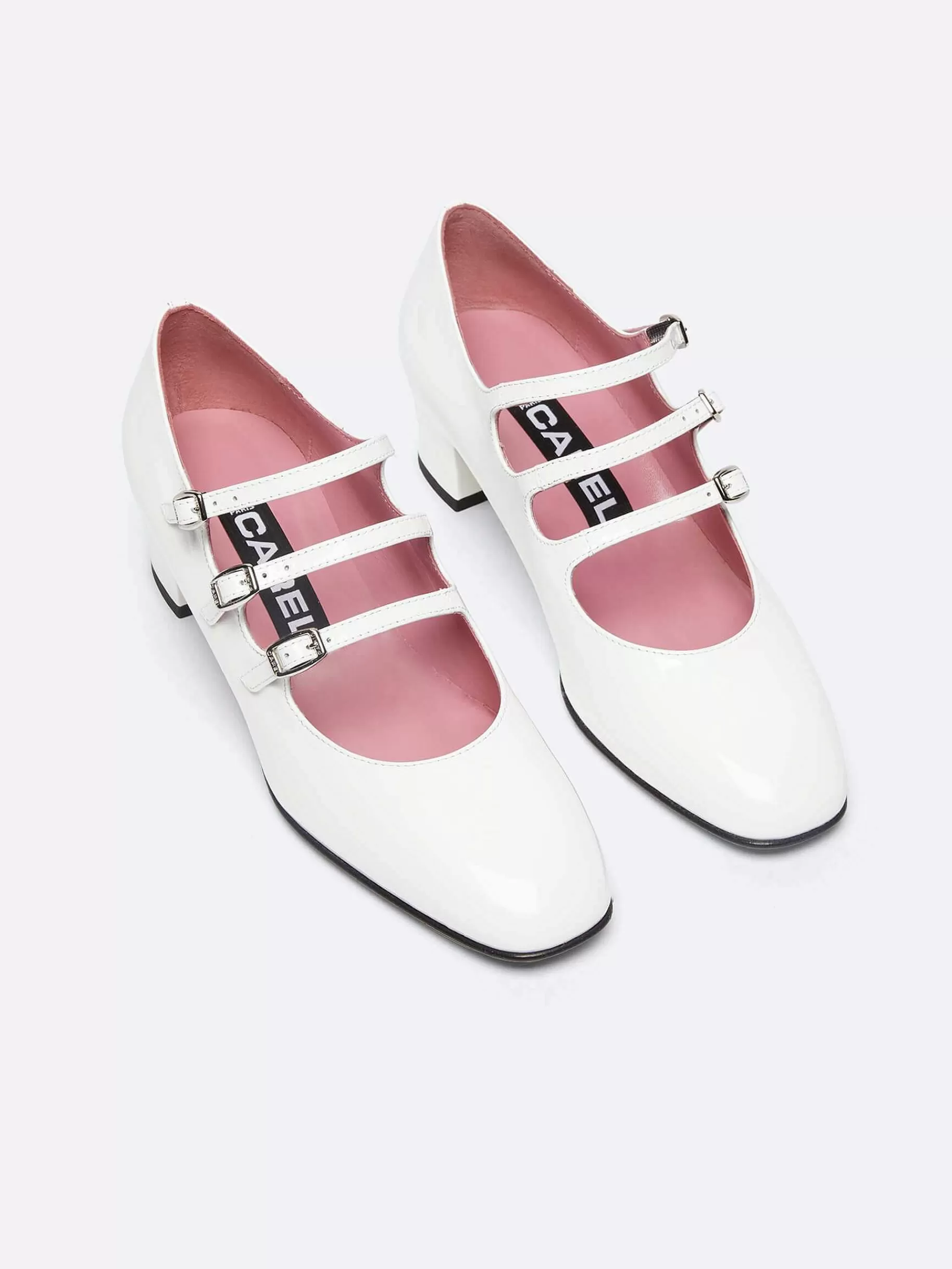 Women Carel Mary Janes-White Patent Leather Mary Janes Pumps