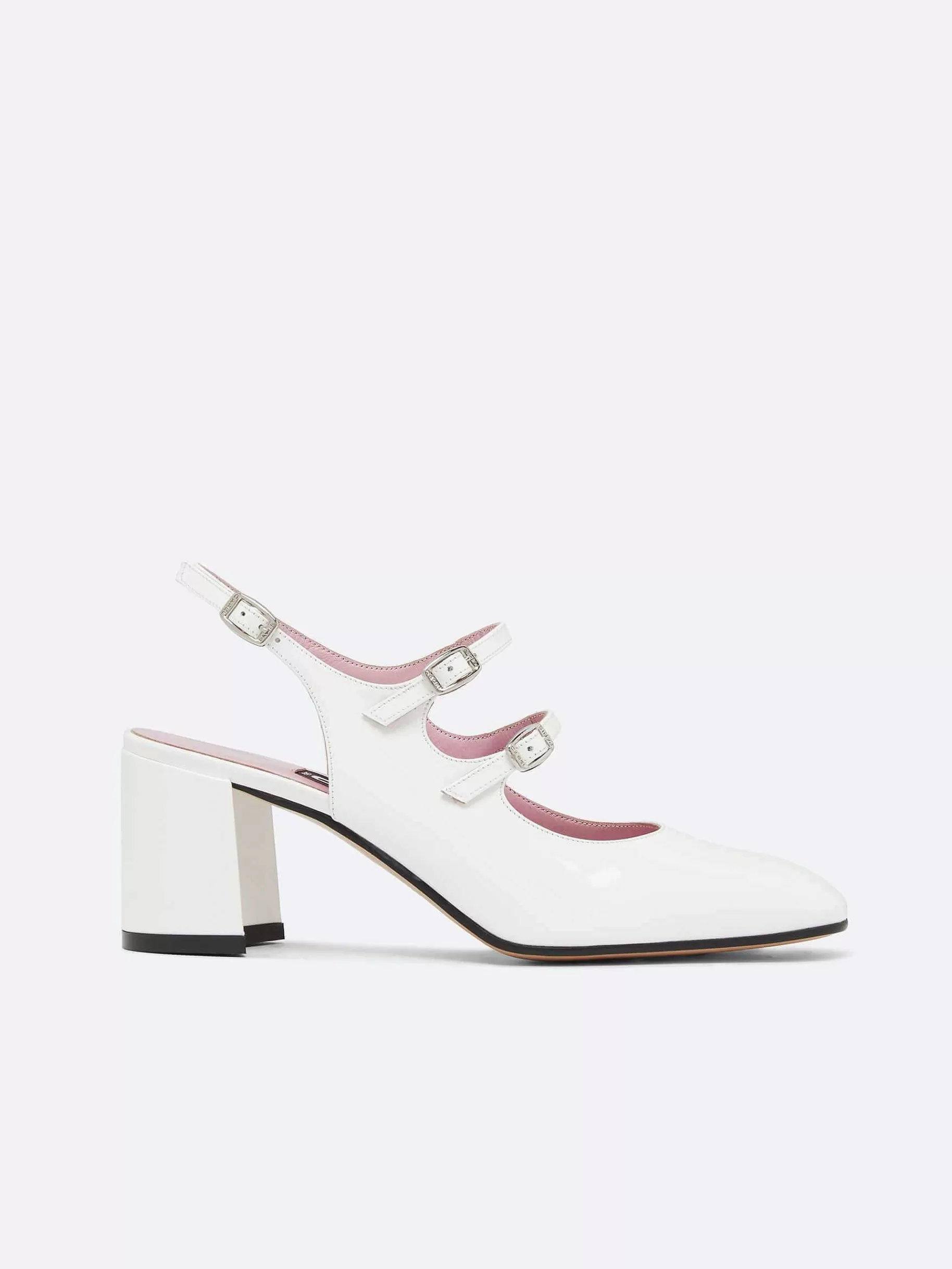 Women Carel Mary Janes-White Patent Leather Slingback Mary Janes