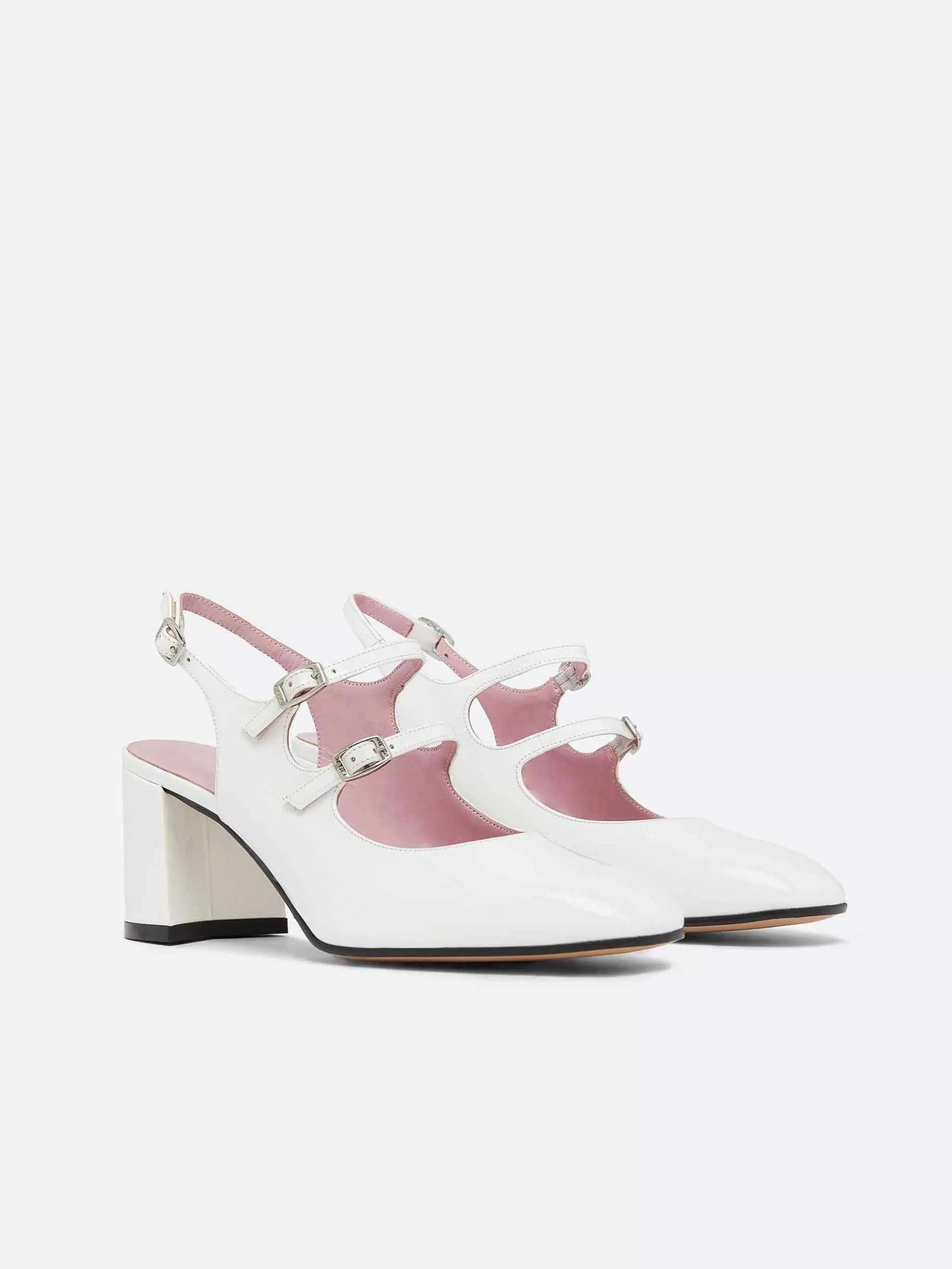 Women Carel Mary Janes-White Patent Leather Slingback Mary Janes