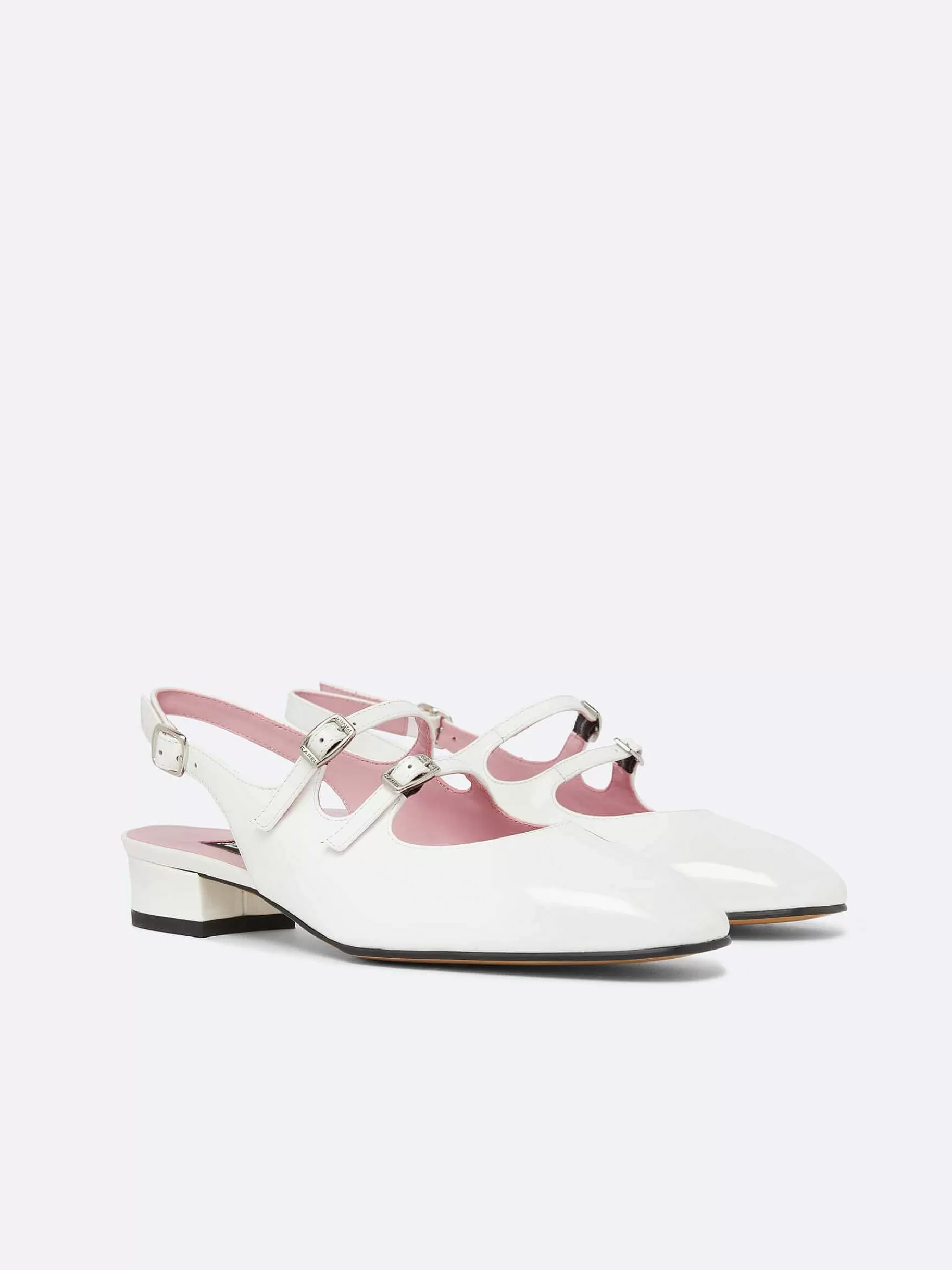 Women Carel Mary Janes-White Patent Leather Slingback Mary Janes