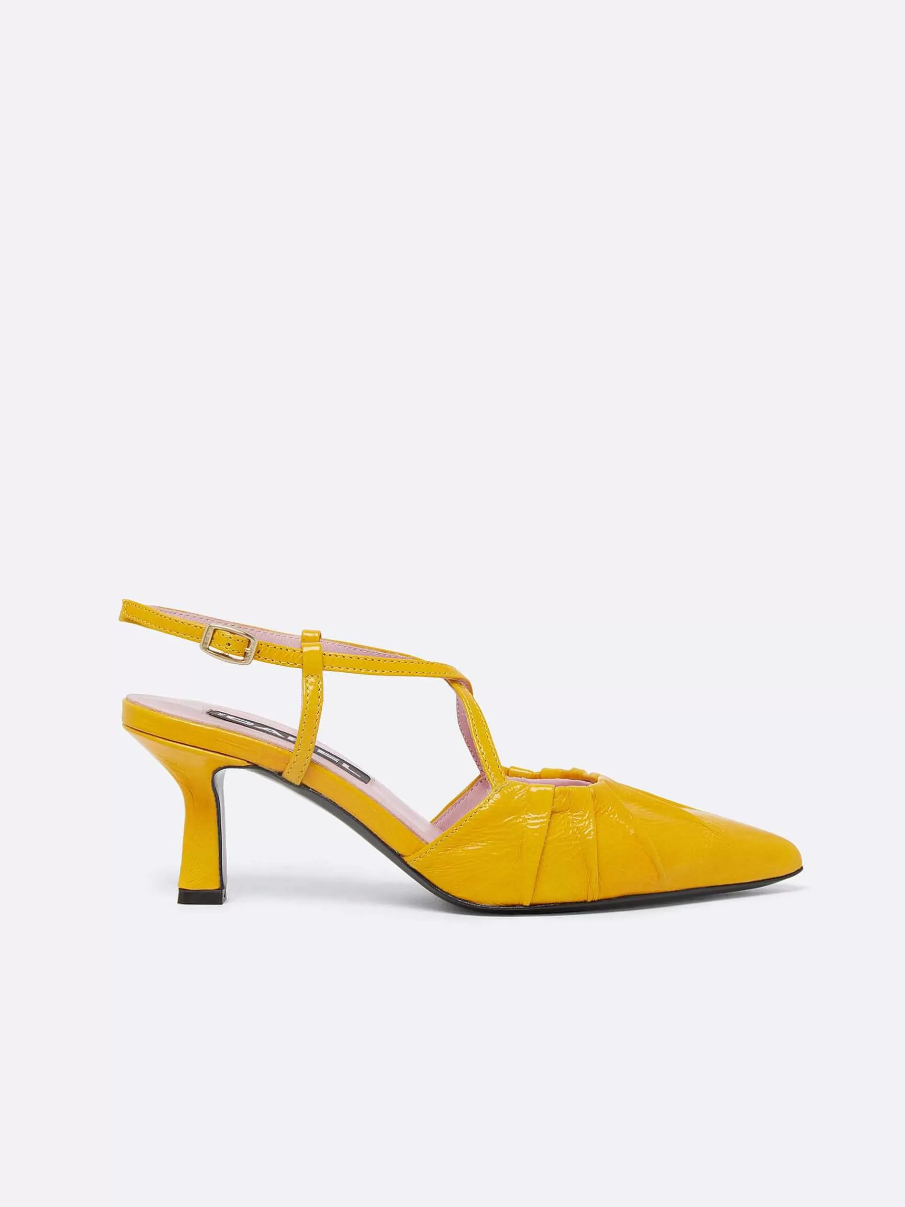 Women Carel Pumps-Yellow Upcycled Naplack Leather Slingback Pumps
