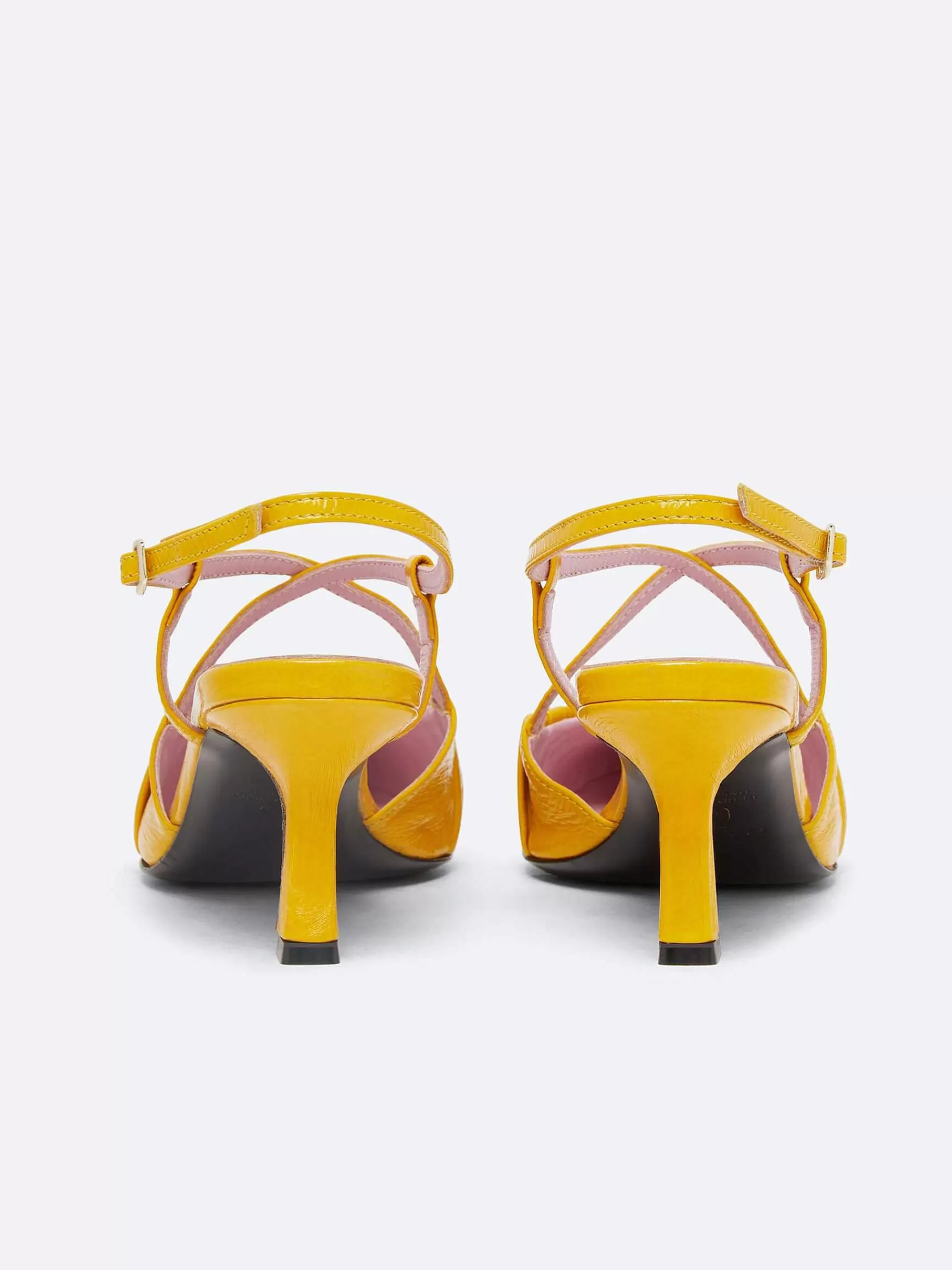 Women Carel Pumps-Yellow Upcycled Naplack Leather Slingback Pumps